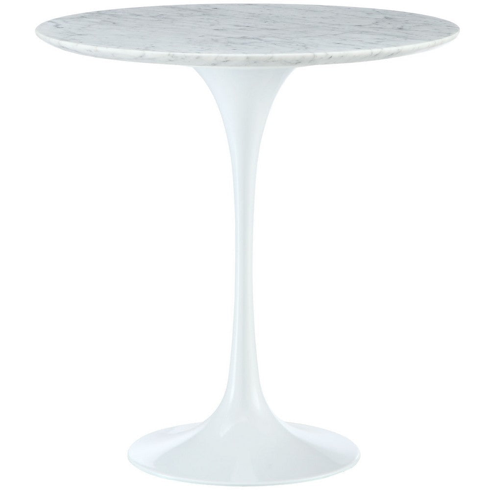 White Lippa 20’ Marble Side Table - No Shipping Charges MDY-EEI-280-WHI