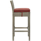 Modway Conduit Wicker Rattan Outdoor Patio Bar Stool with Cushion in Light Gray Currant MDY-EEI-2800-LGR-CUR