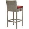 Modway Conduit Wicker Rattan Outdoor Patio Bar Stool with Cushion in Light Gray Currant MDY-EEI-2800-LGR-CUR