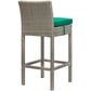 Modway Conduit Wicker Rattan Outdoor Patio Bar Stool with Cushion in Light Gray Green MDY-EEI-2800-LGR-GRN