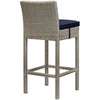 Modway Conduit Wicker Rattan Outdoor Patio Bar Stool with Cushion in Light Gray Navy MDY-EEI-2800-LGR-NAV