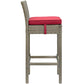 Modway Conduit Wicker Rattan Outdoor Patio Bar Stool with Cushion in Light Gray Red MDY-EEI-2800-LGR-RED