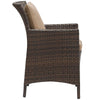 Modway Converge Wicker Rattan Outdoor Patio Dining Arm Chair with Cushion in Brown Mocha MDY-EEI-2801-BRN-MOC