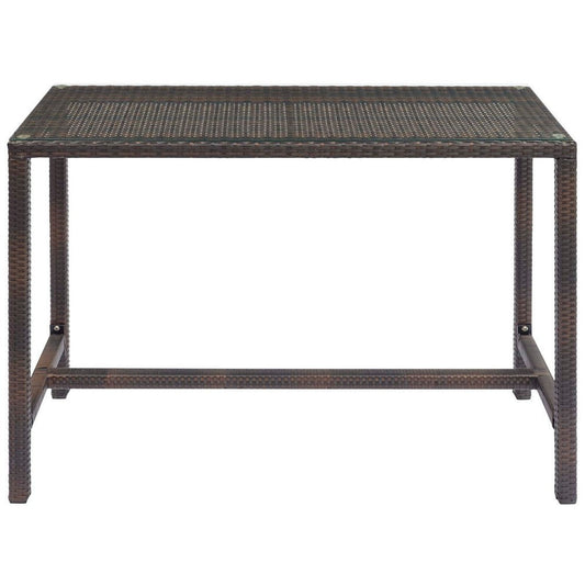 Modway Conduit Wicker Rattan Glass Outdoor Patio 51" Rectangular Dining Bar Table in Brown