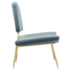 Modway Ponder Performance Velvet Upholstered Modern Lounge Accent Chair in Sea Blue with Gold Stainless Steel Legs MDY-EEI-2809-SEA