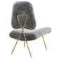 Ponder Upholstered Sheepskin Fur Lounge Chair - No Shipping Charges MDY-EEI-2810-GRY