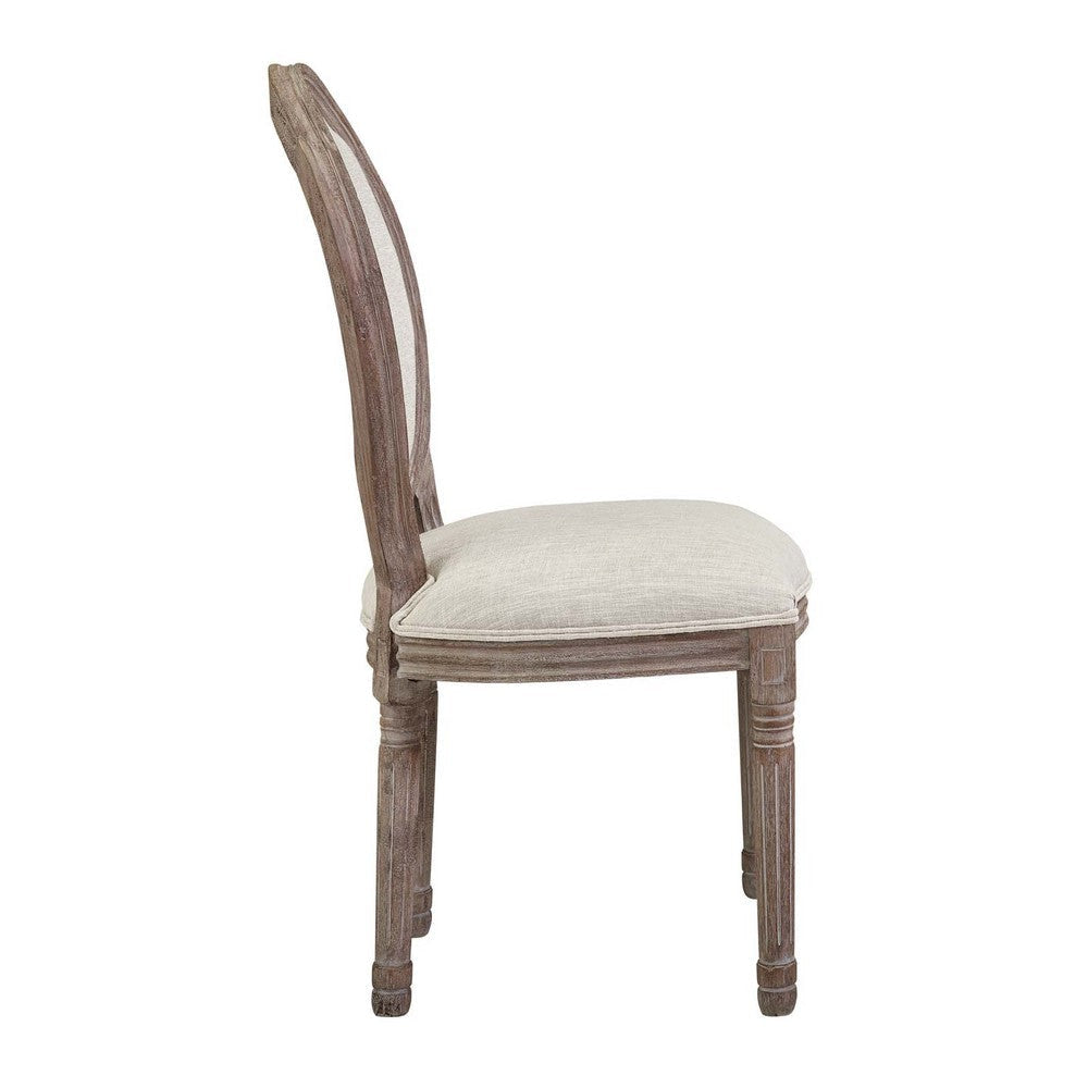 Emanate Vintage French Upholstered Fabric Dining Side Chair - No Shipping Charges MDY-EEI-2821-BEI