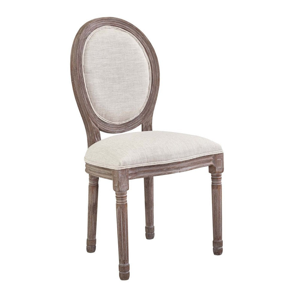 Modway Emanate French Vintage Upholstered Fabric Dining Side Chair in Beige