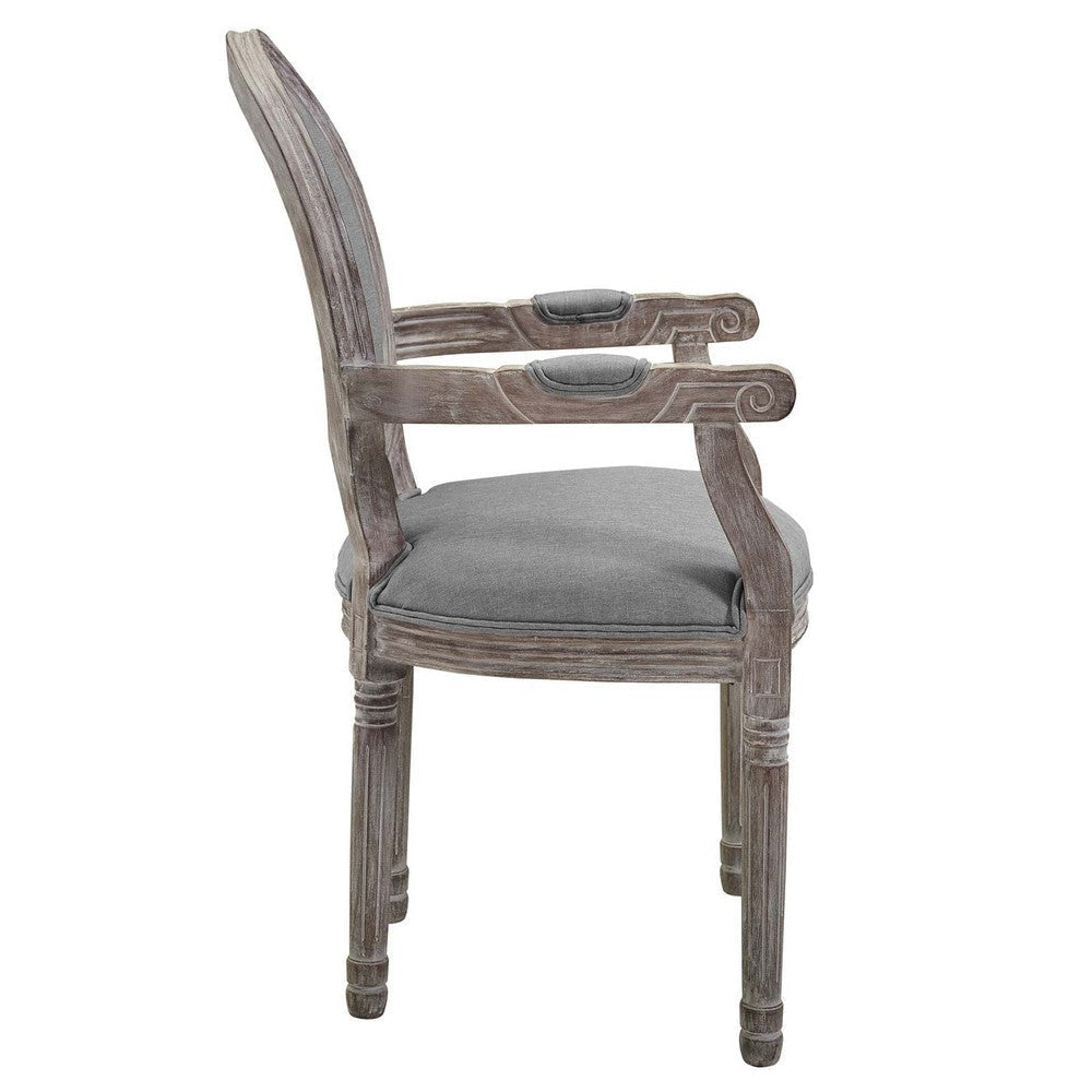 Emanate Vintage French Upholstered Fabric Dining Armchair - No Shipping Charges MDY-EEI-2823-LGR