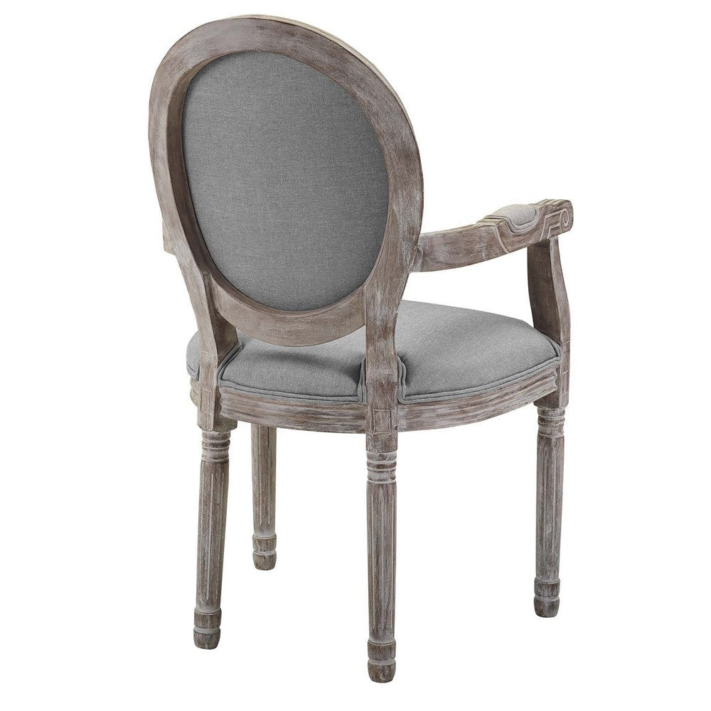 Emanate Vintage French Upholstered Fabric Dining Armchair - No Shipping Charges MDY-EEI-2823-LGR