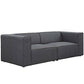 Modway Mingle Contemporary Modern 2-Piece Sectional Sofa Set in Gray