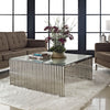 Modway Gridiron Stainless Steel Coffee Table With Tempered Glass Top MDY-EEI-284-SLV