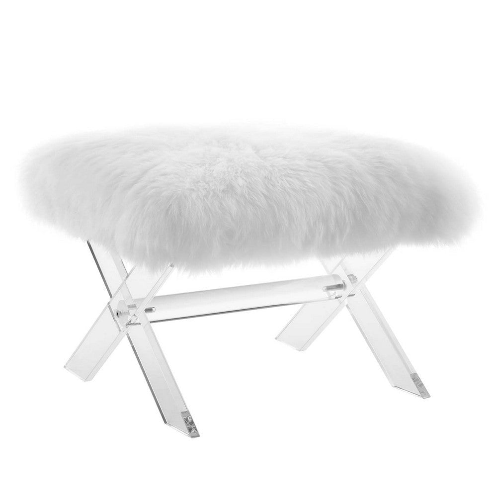 Swift Sheepskin Bench Clear White - No Shipping Charges MDY-EEI-2843-CLR-WHI