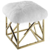 Intersperse Sheepskin Ottoman - No Shipping Charges MDY-EEI-2844-GLD-WHI