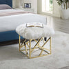 Intersperse Sheepskin Ottoman - No Shipping Charges MDY-EEI-2844-GLD-WHI