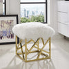 Intersperse Sheepskin Ottoman - No Shipping Charges MDY-EEI-2844-GLD-WHI