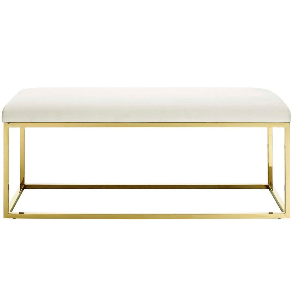 Anticipate Fabric Bench Gold Ivory - No Shipping Charges MDY-EEI-2851-GLD-IVO