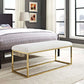 Modway Anticipate Velvet Upholstered Modern Bench With Stainless Steel Frame in Gold Ivory