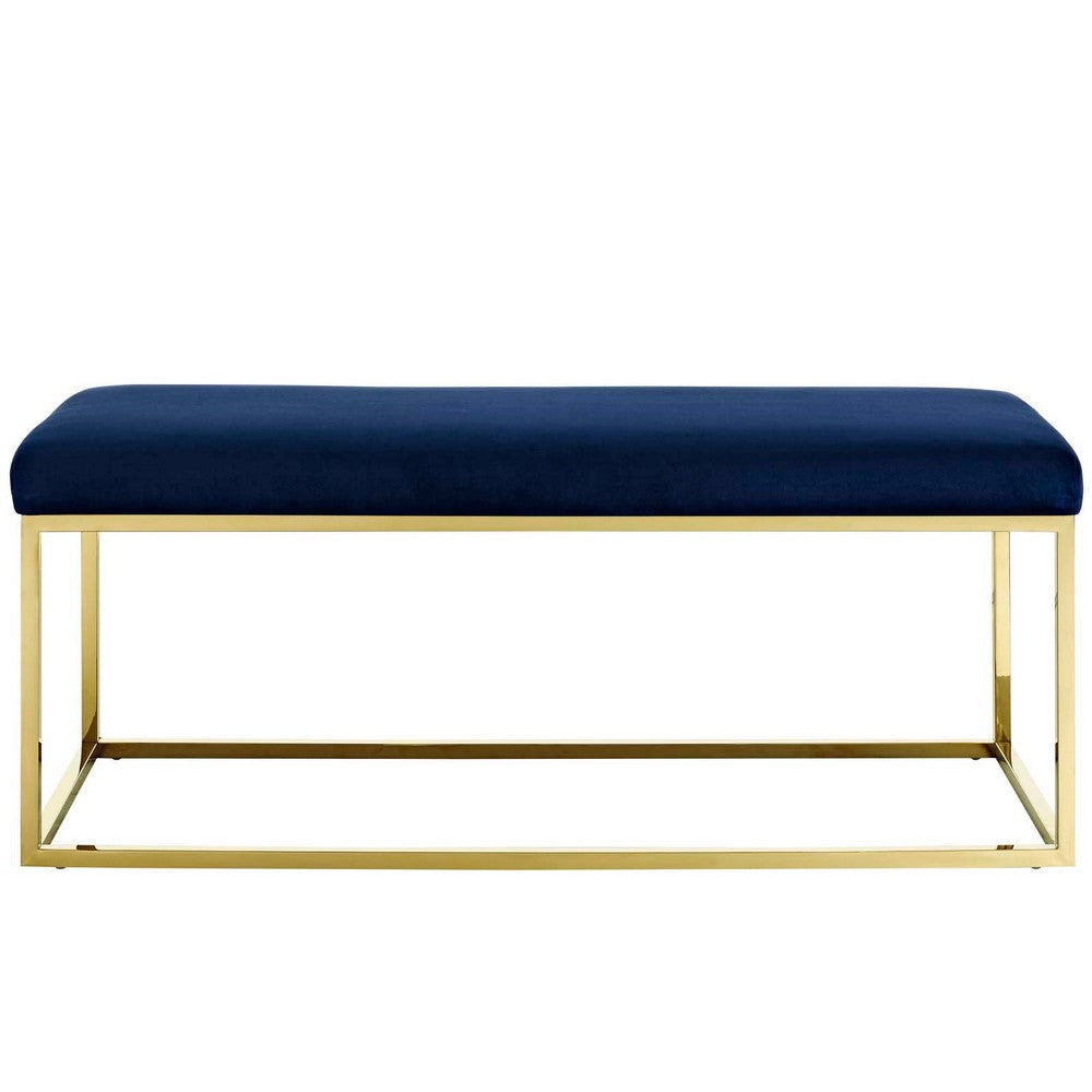 Anticipate Fabric Bench Gold Navy - No Shipping Charges MDY-EEI-2851-GLD-NAV