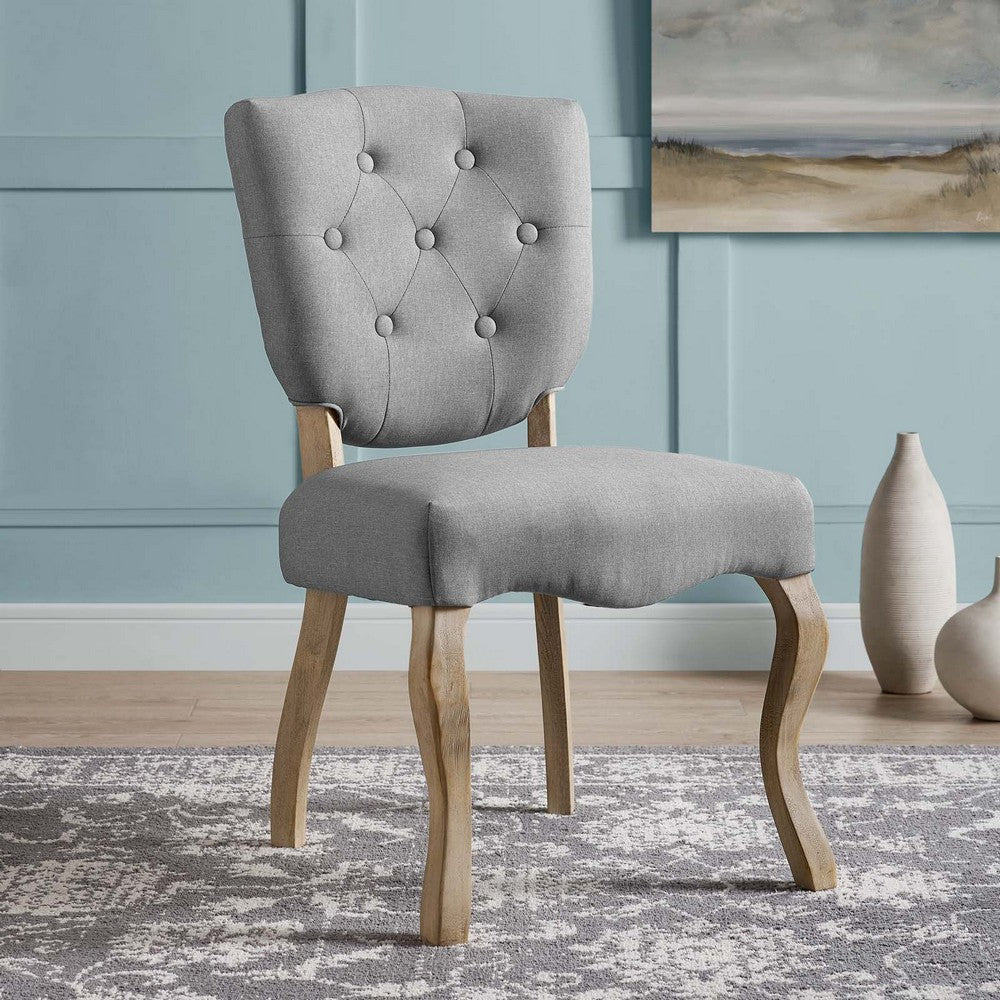 Modway Array French Vintage Tufted Upholstered Fabric Dining Chair in Light Gray