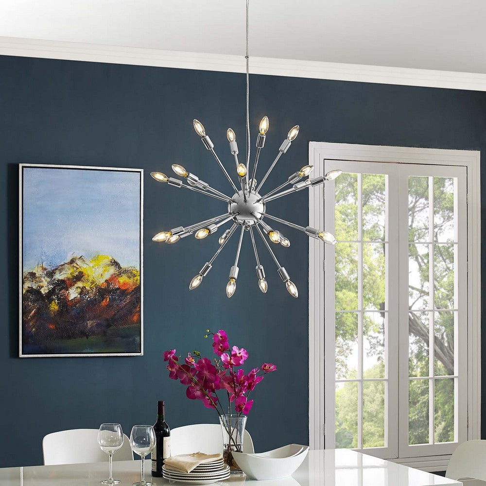 Modway Gamut Mid-Century Modern Silver Pendant Chandelier