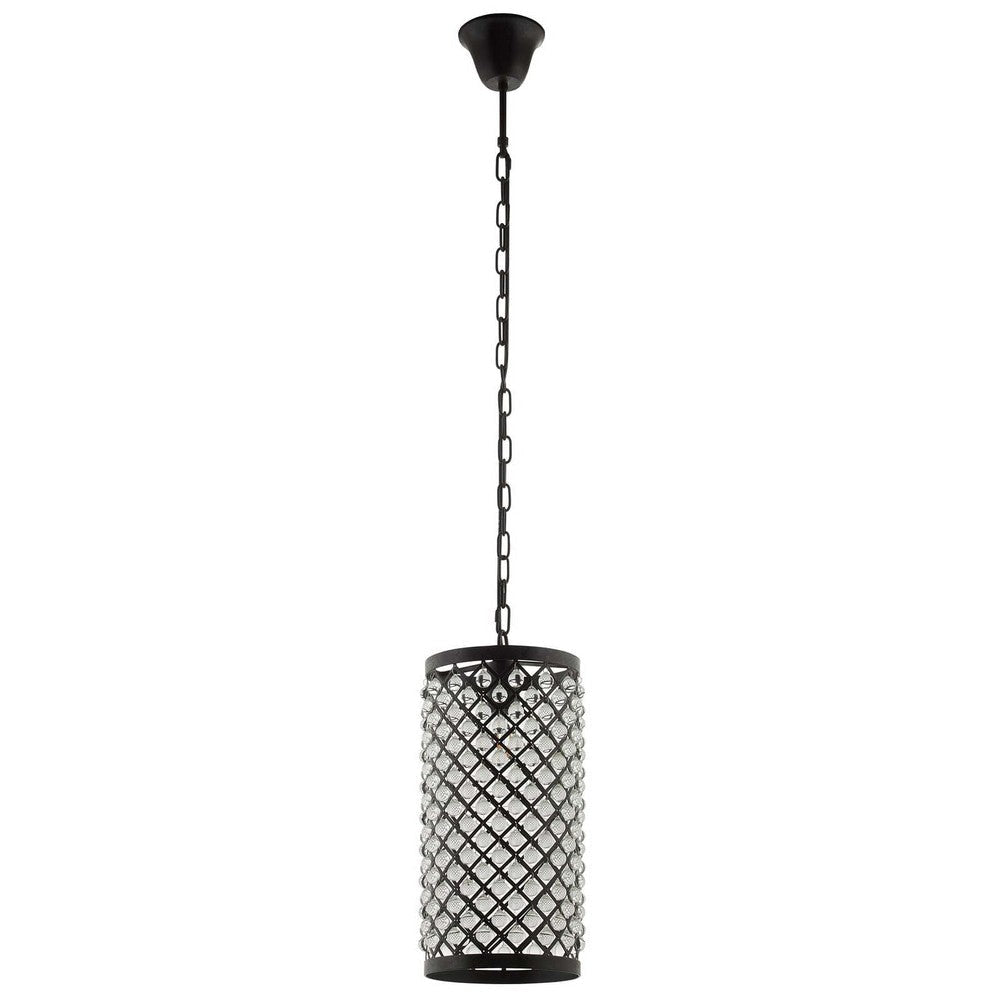 Modway Reflect Glass Bead and Black Metal Ceiling Light Pendant Chandelier