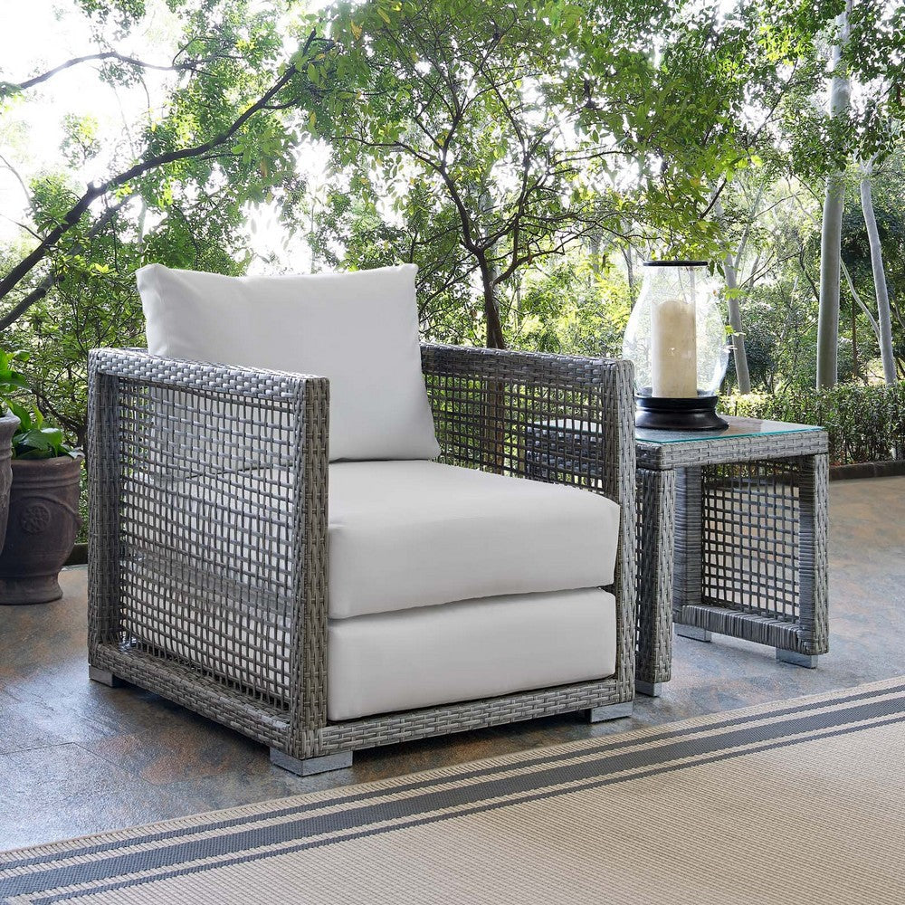 Aura Rattan Outdoor Patio Armchair - No Shipping Charges MDY-EEI-2918-GRY-GRY