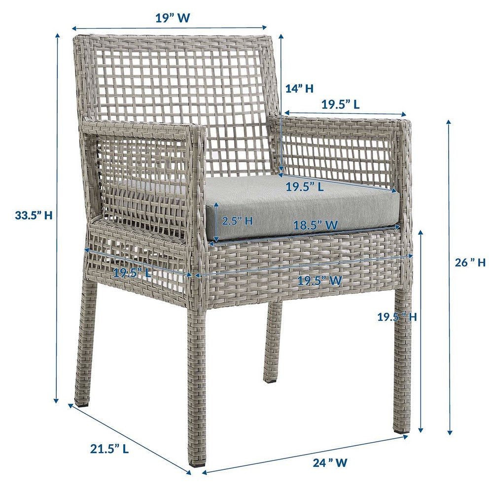 Aura Outdoor Patio Wicker Rattan Dining Armchair - No Shipping Charges MDY-EEI-2920-GRY-GRY