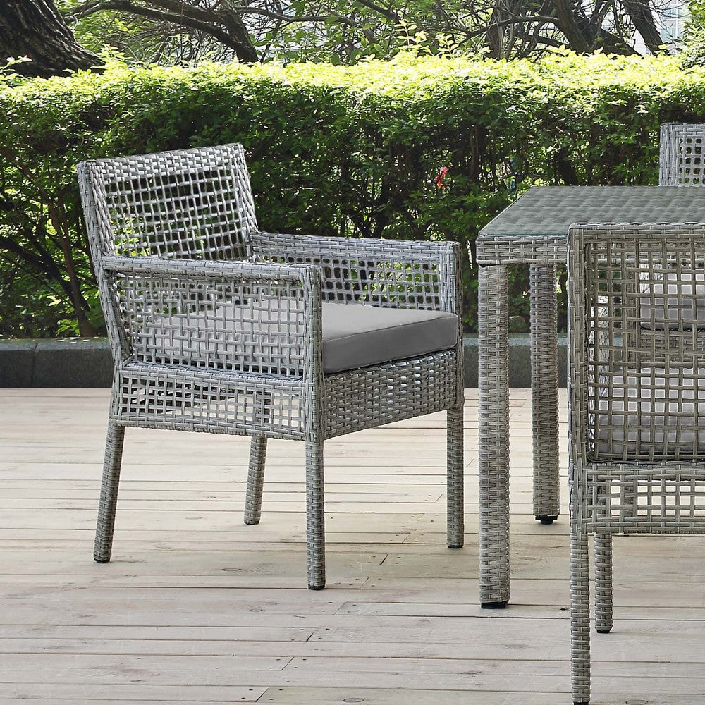 Aura Outdoor Patio Wicker Rattan Dining Armchair - No Shipping Charges MDY-EEI-2920-GRY-GRY