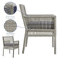 Modway Aura Wicker Rattan Outdoor Patio Dining Arm Chair with Cushion in Gray Navy MDY-EEI-2920-GRY-NAV