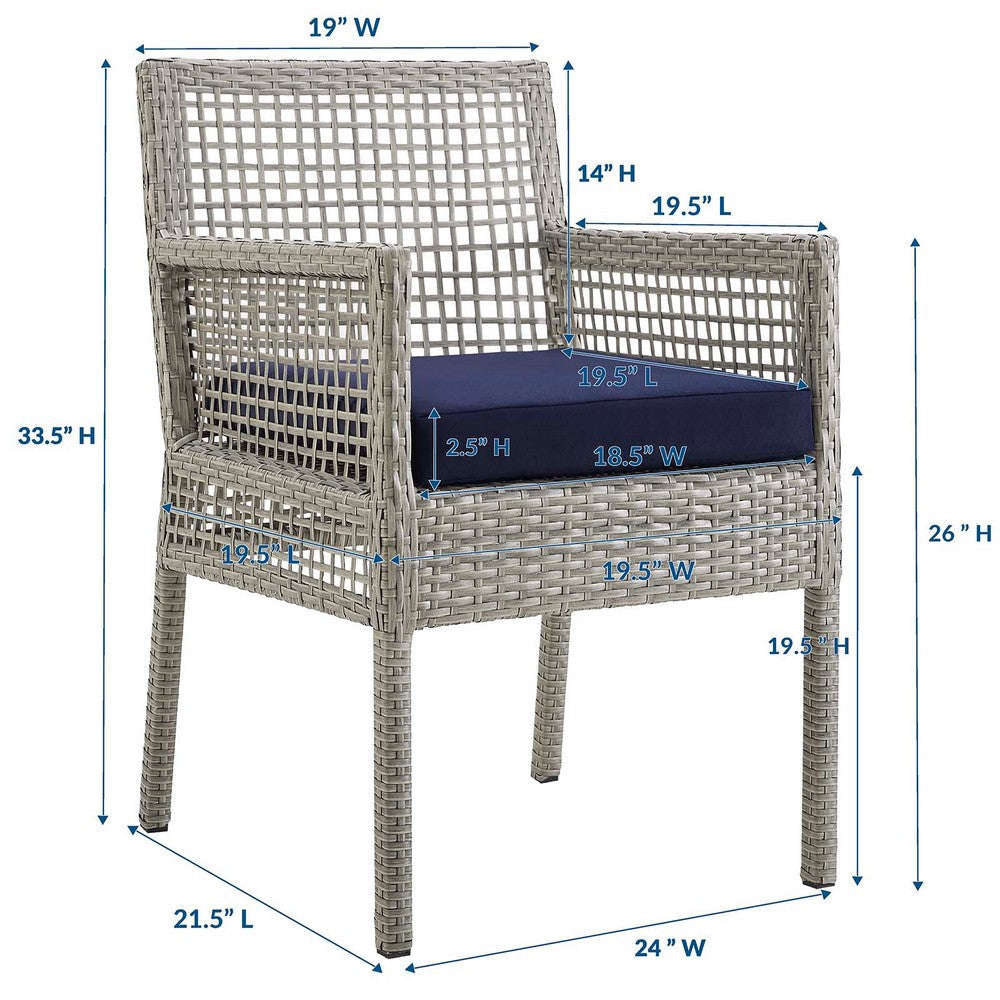 Aura Outdoor Patio Wicker Rattan Dining Armchair - No Shipping Charges MDY-EEI-2920-GRY-GRY