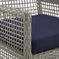 Modway Aura Wicker Rattan Outdoor Patio Dining Arm Chair with Cushion in Gray Navy MDY-EEI-2920-GRY-NAV