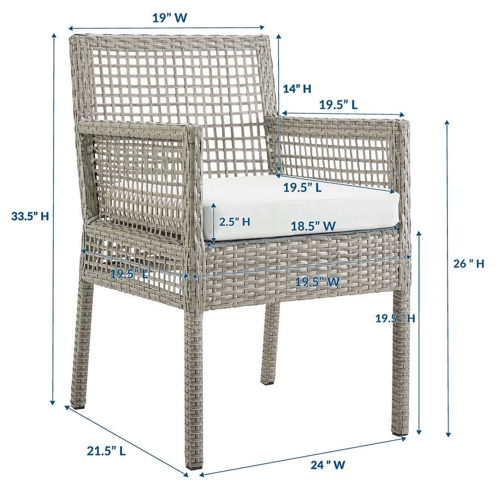 Aura Outdoor Patio Wicker Rattan Dining Armchair - No Shipping Charges MDY-EEI-2920-GRY-GRY