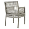 Modway Aura Wicker Rattan Outdoor Patio Dining Arm Chair with Cushion in Gray White MDY-EEI-2920-GRY-WHI