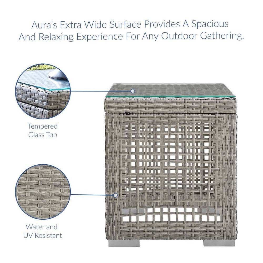 Aura Outdoor Patio Wicker Rattan Side Table - No Shipping Charges MDY-EEI-2922-GRY