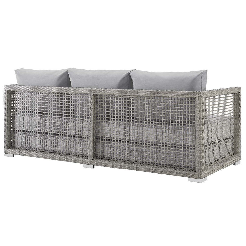 Modway Aura Outdoor Patio Wicker Rattan Sofa Gray Gray MDY-EEI-2923-GRY-GRY