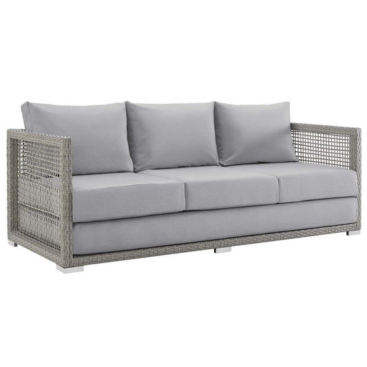 Modway Aura Outdoor Patio Wicker Rattan, Sofa, Gray Gray