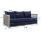 Modway Aura Outdoor Patio Wicker Rattan Sofa Gray Navy MDY-EEI-2923-GRY-NAV