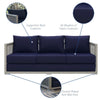 Modway Aura Outdoor Patio Wicker Rattan Sofa Gray Navy MDY-EEI-2923-GRY-NAV