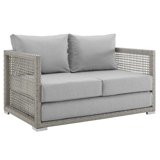 Modway Aura Outdoor Patio Wicker Rattan, Loveseat, Gray Gray