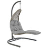 Modway Landscape Wicker Rattan Outdoor Patio Porch Chaise Lounge Hanging Swing Chair Set with Stand in Light Gray Gray