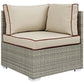 Modway Repose Wicker Rattan Outdoor Patio Corner Sectional Sofa Chair with Cushions in Light Gray Beige