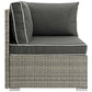 Modway Repose Wicker Rattan Outdoor Patio Corner Sectional Sofa Chair with Cushions in Light Gray Charcoal MDY-EEI-2956-LGR-CHA