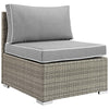 Modway Repose Wicker Rattan Outdoor Patio Armless Sectional Sofa Chair with Cushions in Light Gray Gray