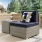 Modway Repose Wicker Rattan Outdoor Patio Armless Sectional Sofa Chair with Cushions in Light Gray Navy MDY-EEI-2958-LGR-NAV