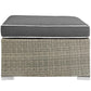 Modway Repose Wicker Rattan Outdoor Patio Ottoman wth Cushions in Light Gray Charcoal MDY-EEI-2962-LGR-CHA