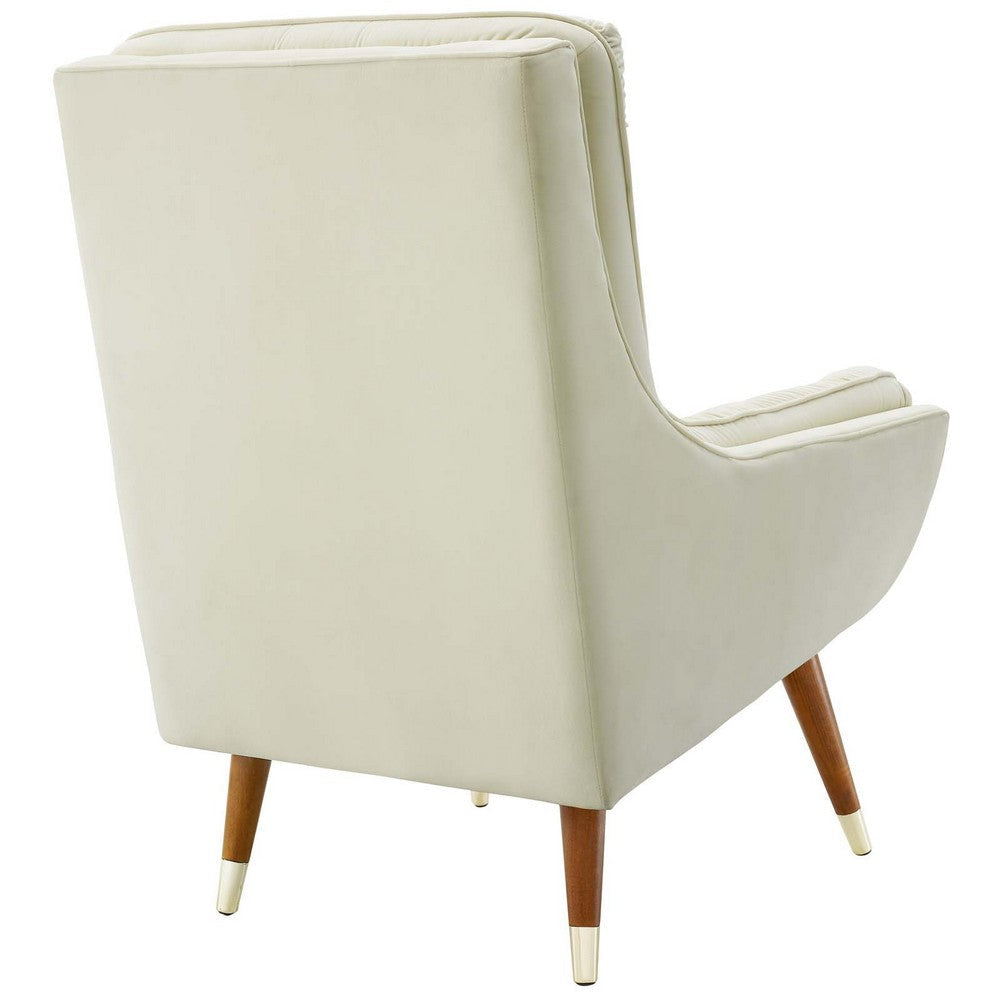 Modway Suggest Button Tufted Upholstered Velvet Lounge Chair Ivory MDY-EEI-3001-IVO