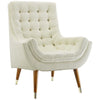 Modway Suggest Button Tufted Upholstered Velvet Lounge Chair, Ivory