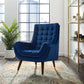 Modway Suggest Button Tufted Upholstered Velvet Lounge Chair Navy MDY-EEI-3001-NAV