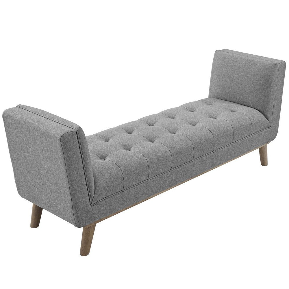 Haven Tufted Button Upholstered Fabric Accent Bench - No Shipping Charges MDY-EEI-3002-LGR